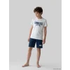 LCW Kids Beyaz Bisiklet Yaka Erkek Çocuk Baskılı Pijama Takımı