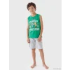 LCW Kids Yeşil Minecraft Baskılı Erkek Çocuk Şortlu Pijama Takımı