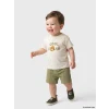 LCW baby Ekru Kaplan Baskılı Erkek Bebek Tişört ve Şort Takım