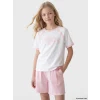 LCW Kids Beyaz Loose Fit Baskılı Kız Çocuk Tişört