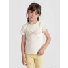 LCW Kids Ekru Bisiklet Yaka Baskılı Kız Çocuk 2li Tişört