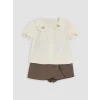 LCW baby Ekru Nakışlı Kız Bebek Takım