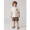 LCW baby Ekru Baskılı Erkek Bebek Tişört ve Şort Takım