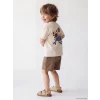LCW baby Ekru Baskılı Erkek Bebek Tişört ve Şort Takım