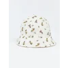 LCW baby Ekru Baskılı Kız Bebek Bucket Şapka