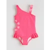 LCW Kids Pembe Kalp Aplikeli Fırfırlı Kız Çocuk Mayo