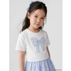 LCW Kids Beyaz Fiyonk Nakışlı Kız Çocuk Elbise