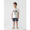 LCW Kids Ekru Erkek Çocuk Şortlu Pijama Takımı
