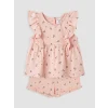 LCW baby Pembe Çiçekli Kız Bebek Şortlu Takım