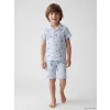 LCW Kids Mavi Gömlek Yaka Erkek Çocuk Şortlu Pijama Takımı