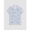 LCW Kids Mavi Gömlek Yaka Erkek Çocuk Şortlu Pijama Takımı