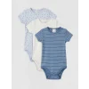 LCW baby Mavi Desenli Erkek Bebek Kısa Kollu Çıtçıtlı Body 3lü