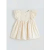 LCW baby Bej Fırfırlı ve Saç Bantlı Kız Bebek Elbise