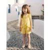 LCW Kids Sarı Keten Görünümlü Kız Çocuk Bluz ve Şort Takım