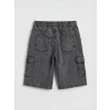 LCW Kids Siyah Erkek Çocuk Kargo Jean Şort