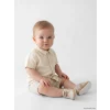 LCW baby Ekru Çizgili Erkek Bebek Gabardin Şortlu Takım