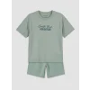 LCW Kids Yeşil Baskılı Erkek Çocuk Şortlu Takım