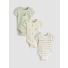 LCW baby Ekru Baskılı Erkek Bebek Çıtçıtlı Body 3lü