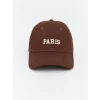 LCW ACCESSORIES Kahverengi Paris Nakışlı Kadın Kep Şapka