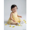 LCW baby Sarı Kare Yaka Çiçekli Kız Bebek Tütü Elbise