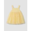 LCW baby Sarı Kare Yaka Çiçekli Kız Bebek Tütü Elbise
