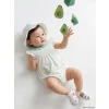LCW baby Ekru Puantiyeli Nakışlı Kız Bebek Şapkalı Tulum Takımı