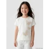 LCW Kids Beyaz Kelebek Nakışlı Kız Çocuk Tişört