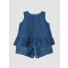 LCW baby Mavi Fırfırlı Kız Bebek Jean Takım
