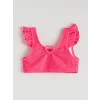 LCW Kids Pembe Kalp Detaylı Fırfırlı Kız Çocuk Bikini