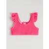 LCW Kids Pembe Kalp Detaylı Fırfırlı Kız Çocuk Bikini