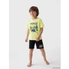 LCW Kids Yeşil Minecraft Baskılı Erkek Çocuk Şortlu Pijama Takımı