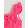 LCW Kids Pembe Kalp Detaylı Fırfırlı Kız Çocuk Bikini