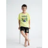 LCW Kids Yeşil Minecraft Baskılı Erkek Çocuk Şortlu Pijama Takımı