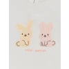 LCW baby Ekru Tavşan Nakışlı Kız Bebek Takım