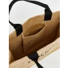 LCW ACCESSORIES Bej Yazı Nakışlı Kız Çocuk Hasır Plaj Çantası
