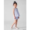 LCW Kids Mavi Fiyonk Nakışlı Kız Çocuk Şortlu Takım