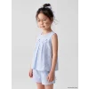 LCW Kids Mavi Fiyonk Nakışlı Kız Çocuk Şortlu Takım