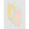 LCW baby Pembe Desenli Askılı Kız Bebek Çıtçıtlı Body 3lü