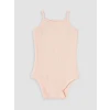 LCW baby Pembe Desenli Askılı Kız Bebek Çıtçıtlı Body 3lü