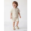 LCW baby Antrasit Erkek Bebek Kapüşonlu Tişört ve Şort Takım