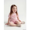 LCW baby Pembe Çiçekli Kız Bebek Şortlu Takım