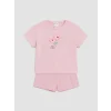LCW baby Pembe Çiçekli Kız Bebek Şortlu Takım