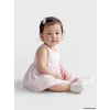 LCW baby Ekru Fiyonk Detaylı Kare Yaka Çizgili Kız Bebek Elbise