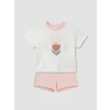 LCW baby Ekru Çiçek Aplike Kız Bebek Şortlu Takım
