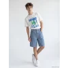 LCW Kids İndigo Regular Fit Çizgili Erkek Çocuk Jean Şortolon