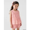 LCW Kids Pembe Fiyonk Nakışlı Kız Çocuk Şortlu Takım