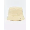 LCW baby Ekru Çiçek Nakışlı Kız Bebek Bucket Şapka