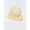 LCW baby Ekru Çiçek Nakışlı Kız Bebek Bucket Şapka
