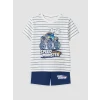 LCW Kids Ekru Bisiklet Yaka Erkek Çocuk Şortlu Pijama Takımı