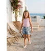 LCW Kids İndigo Taş İşlemeli Kız Çocuk Jean Şort